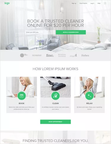 Organic cleaning website layout preview