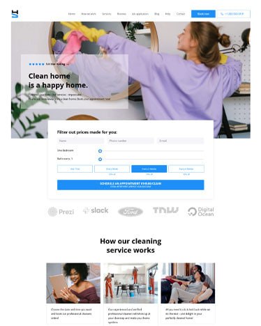 Default cleaning website layout preview